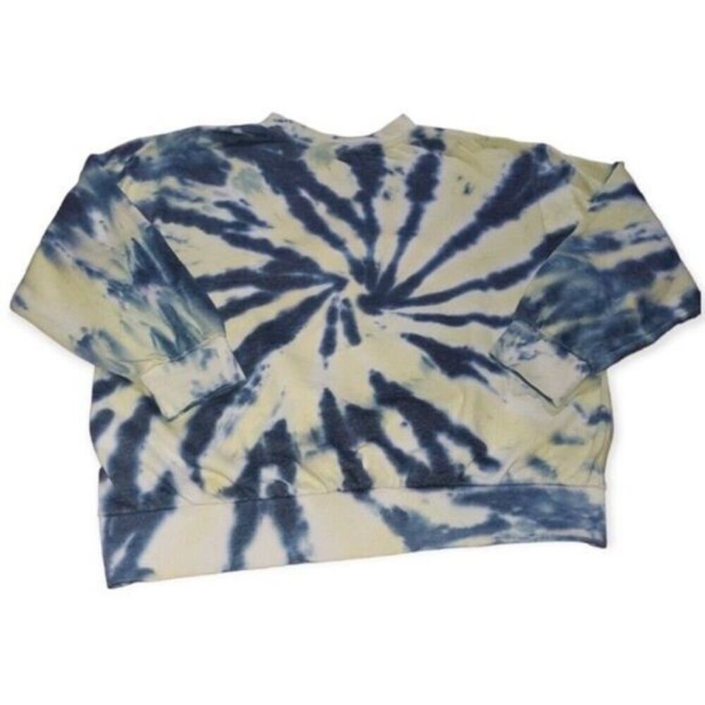 AALIYAH Blue Tie Dye Crew Neck Neon Screen Print Pullover Sweatshirt L FLAWED * - Picture 6 of 8